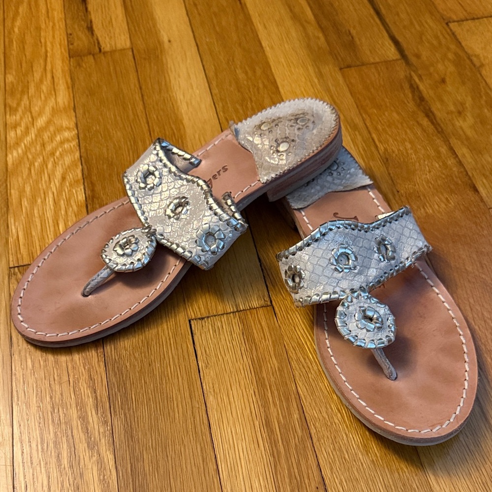Jack Rogers Silver and Tan Women's Sandals